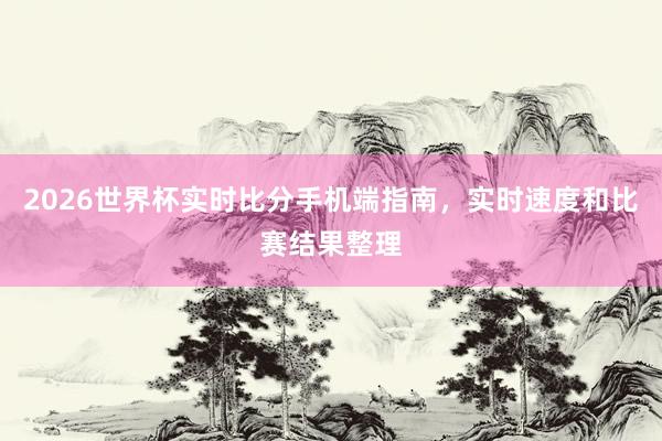 2026世界杯实时比分手机端指南，实时速度和比赛结果整理