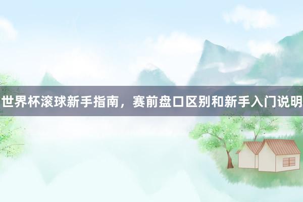 世界杯滚球新手指南，赛前盘口区别和新手入门说明